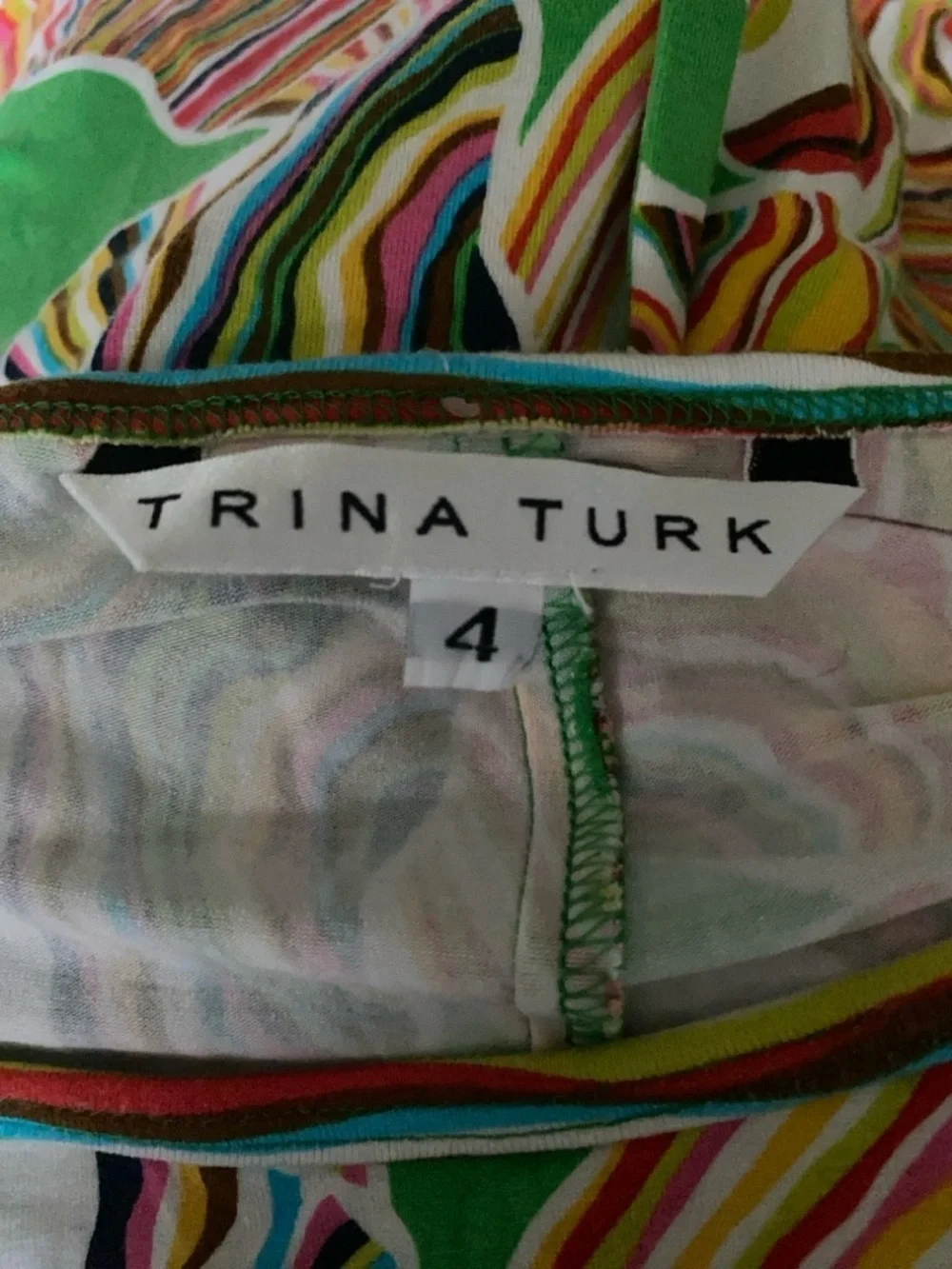 Trina Turk Green Multicolor Swirl Print Long Sleeve Shift Dress